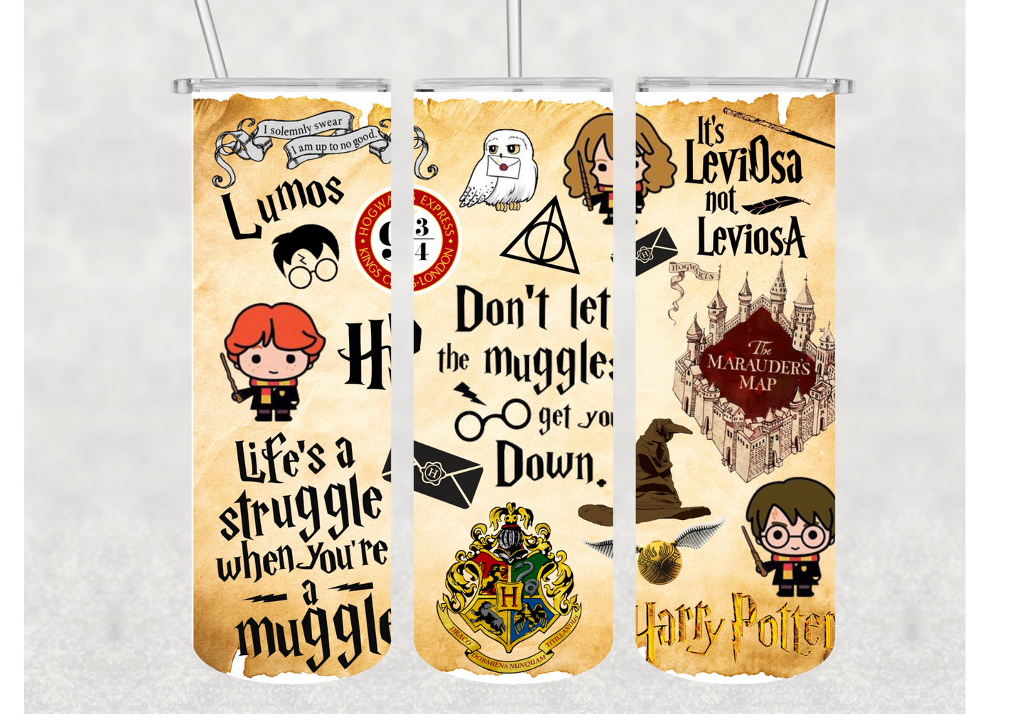 Wizard Collage Torn Parchment Insulated Stainless Steel Tumbler