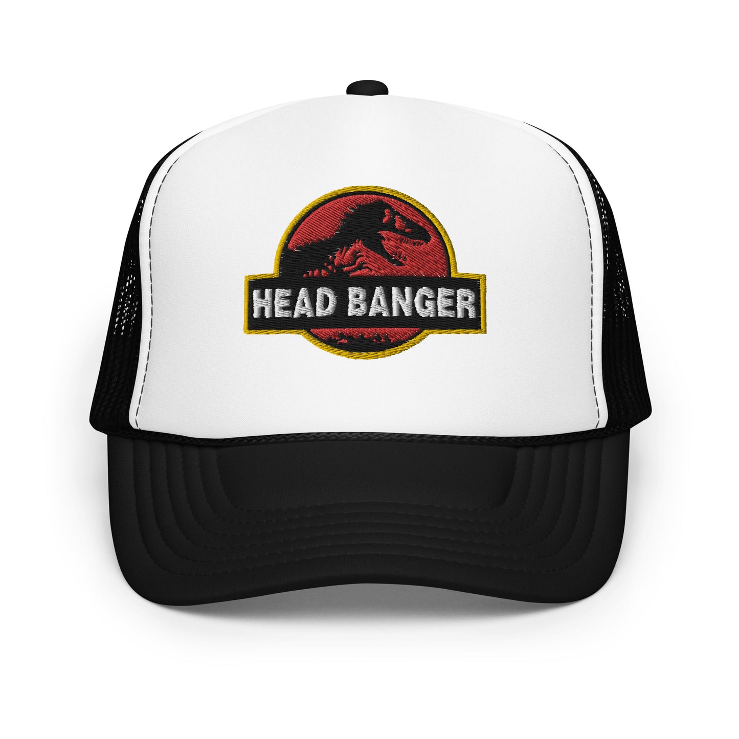 Jurassic Dino Head Banger Embroidered Foam Trucker Hat