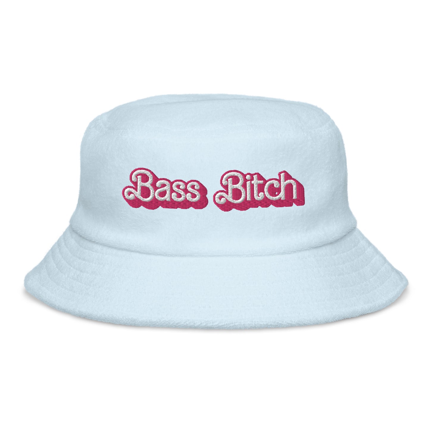 Dolly Font Bass Bitch Pastel Unisex Embroidered Terry Cloth Bucket Hat
