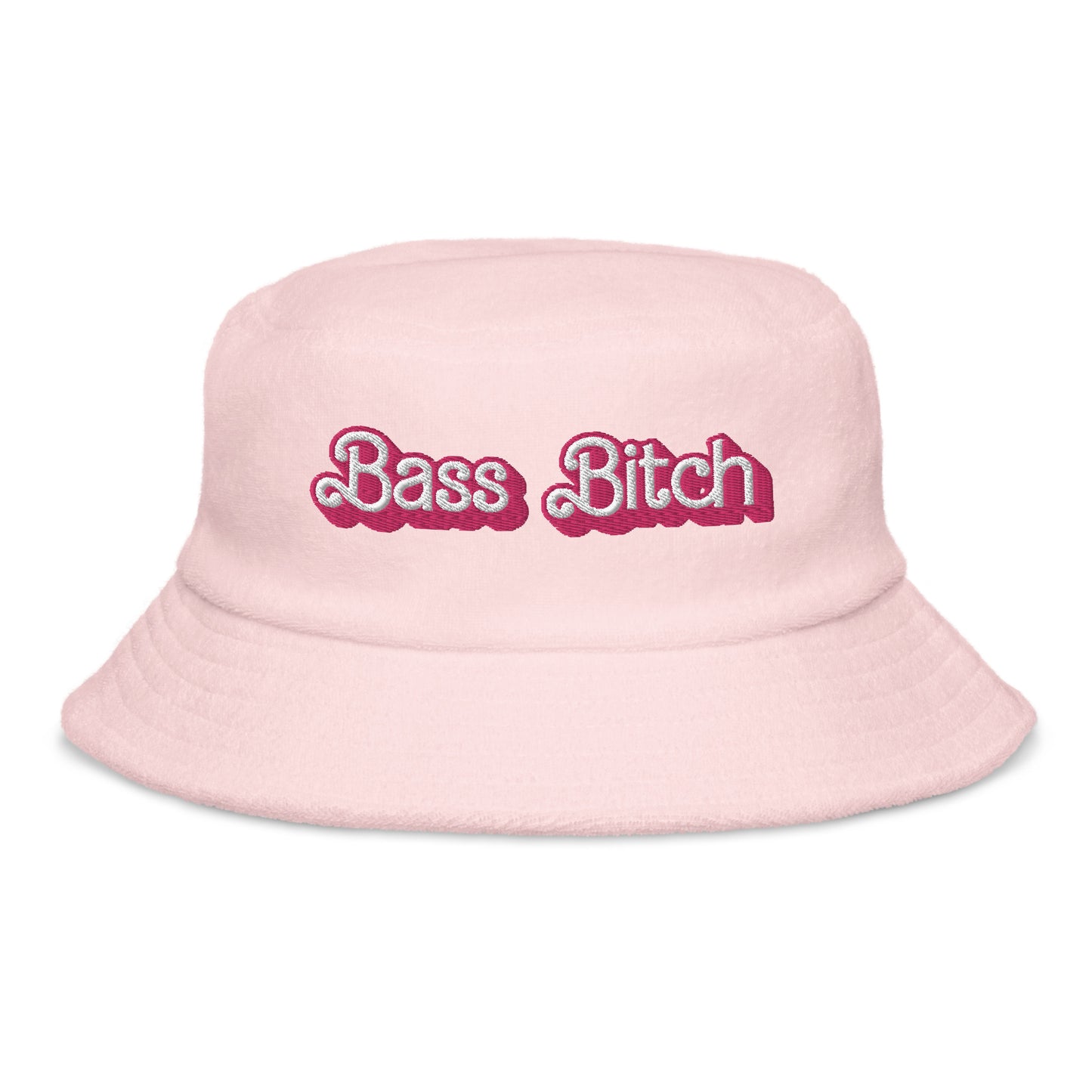 Dolly Font Bass Bitch Pastel Unisex Embroidered Terry Cloth Bucket Hat