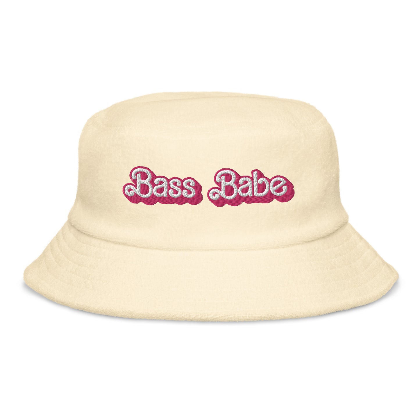 Dolly Font Bass Babe Pastel Unisex Embroidered Terry Cloth Bucket Hat