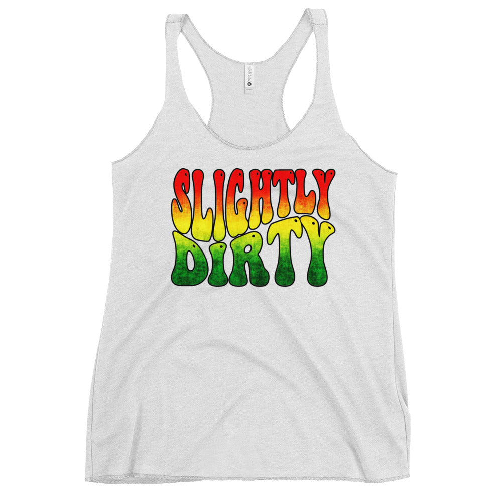 Slightly Dirty Rasta Black Outline Women's Racerback Tank
