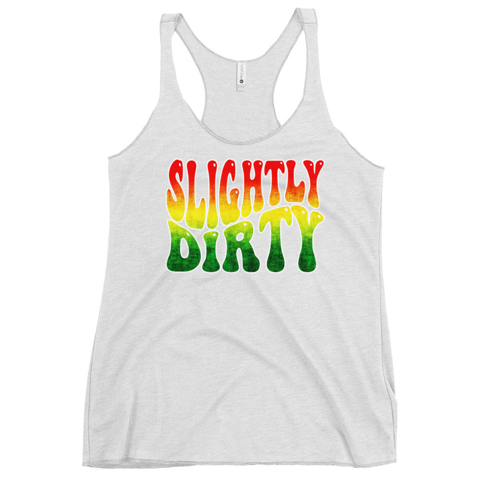 Slightly Dirty Rasta White Outline Women's Racerback Tank