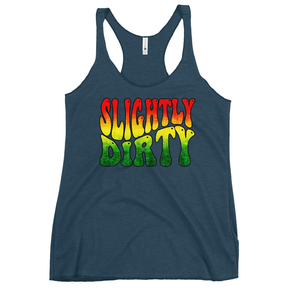 Slightly Dirty Rasta Black Outline Women's Racerback Tank