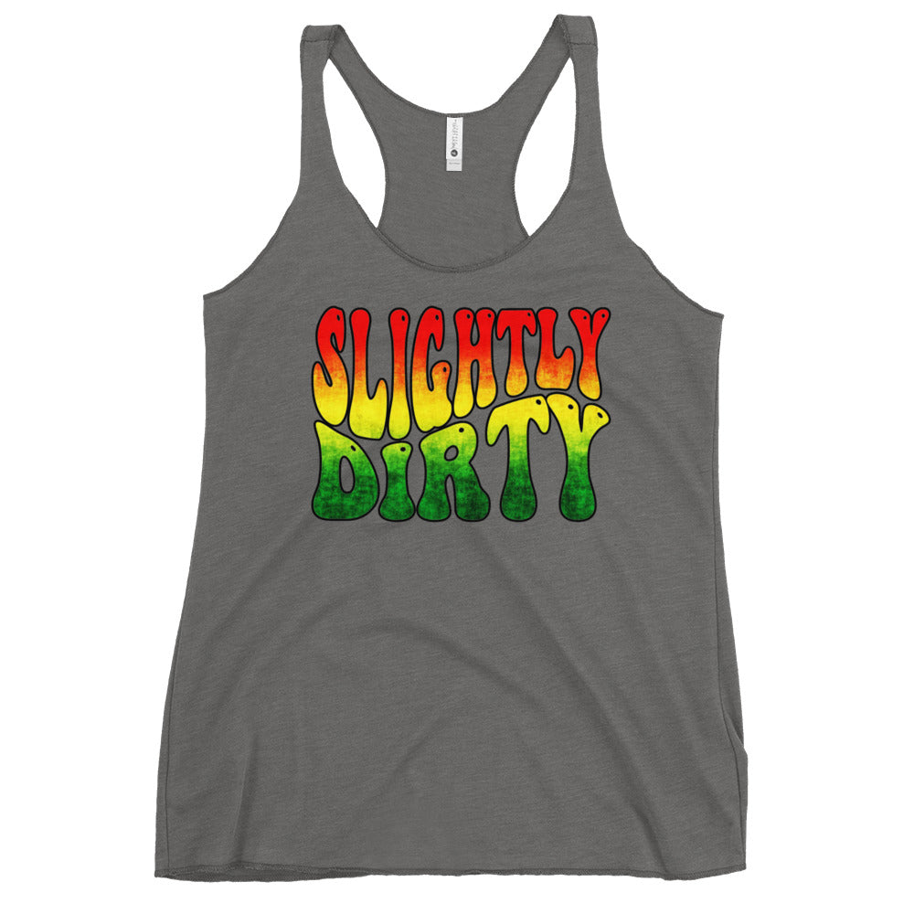 Slightly Dirty Rasta Black Outline Women's Racerback Tank