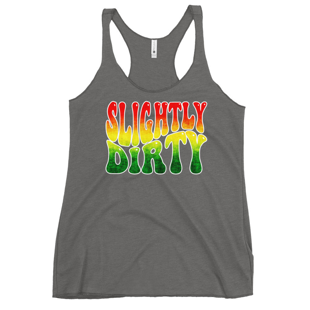 Slightly Dirty Rasta White Outline Women's Racerback Tank