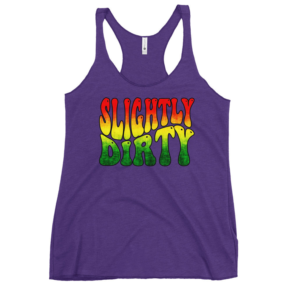 Slightly Dirty Rasta Black Outline Women's Racerback Tank