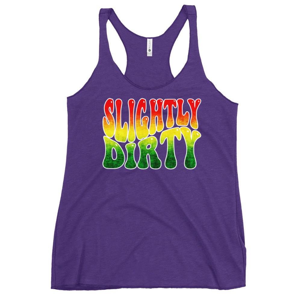 Slightly Dirty Rasta White Outline Women's Racerback Tank