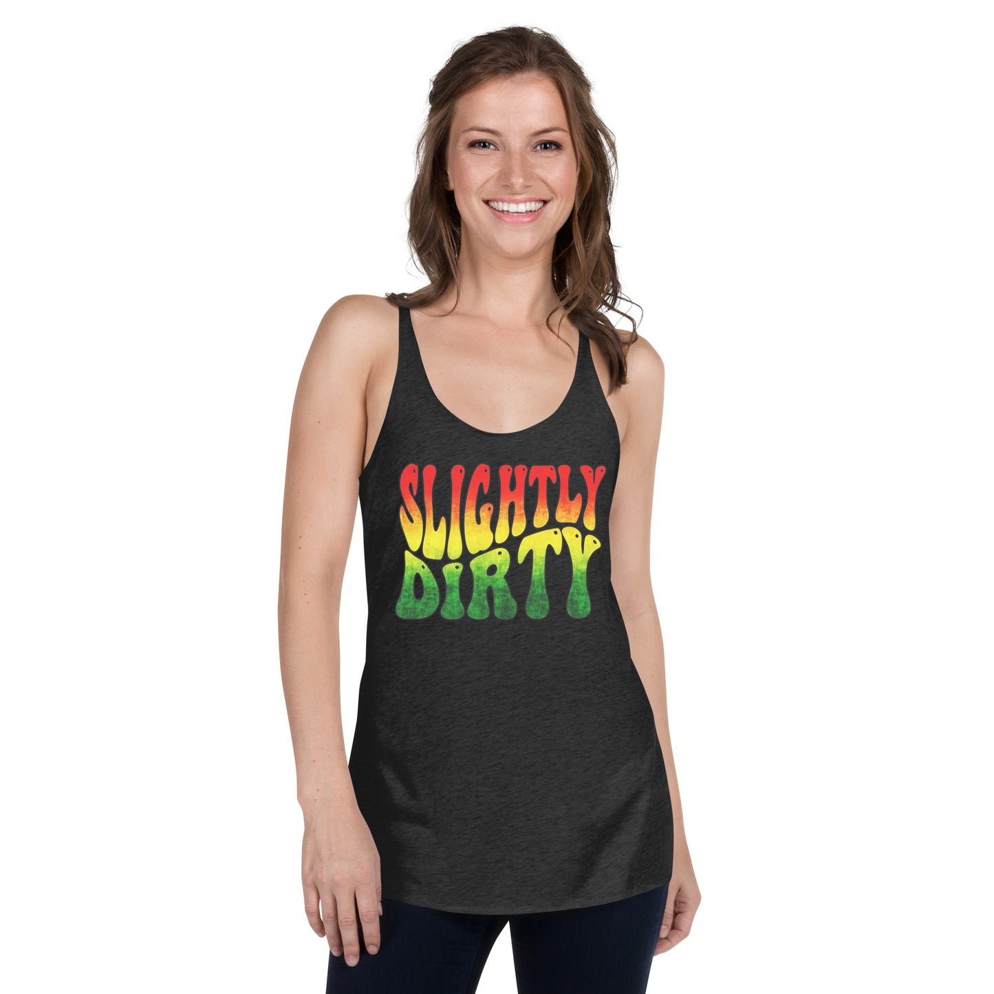Slightly Dirty Rasta Black Outline Women's Racerback Tank