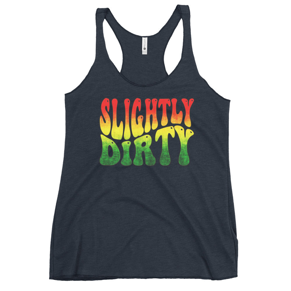 Slightly Dirty Rasta Black Outline Women's Racerback Tank