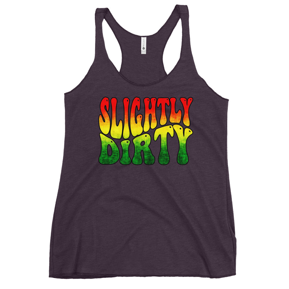 Slightly Dirty Rasta Black Outline Women's Racerback Tank