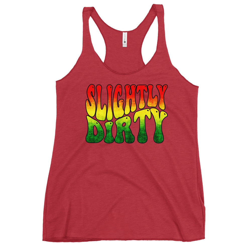 Slightly Dirty Rasta Black Outline Women's Racerback Tank