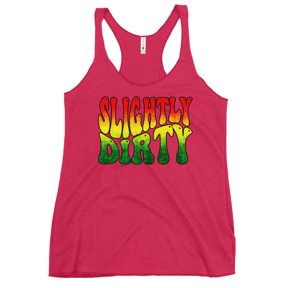 Slightly Dirty Rasta Black Outline Women's Racerback Tank