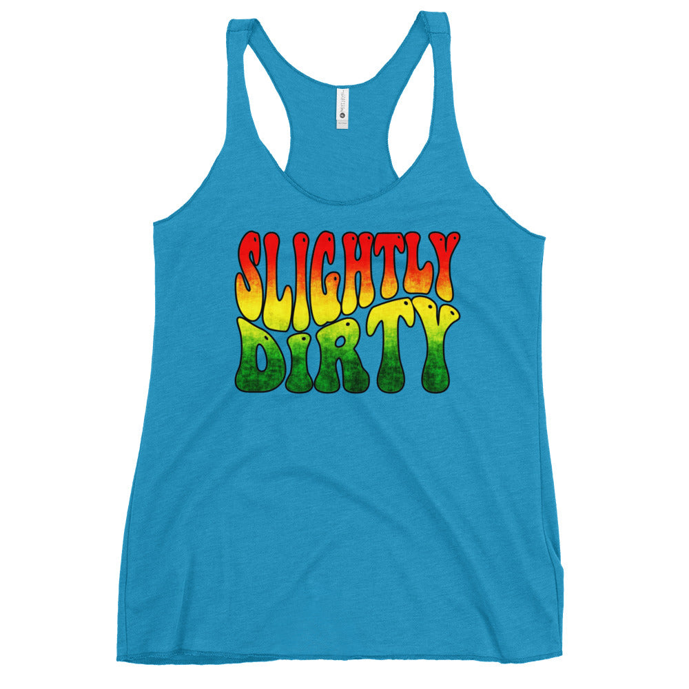 Slightly Dirty Rasta Black Outline Women's Racerback Tank
