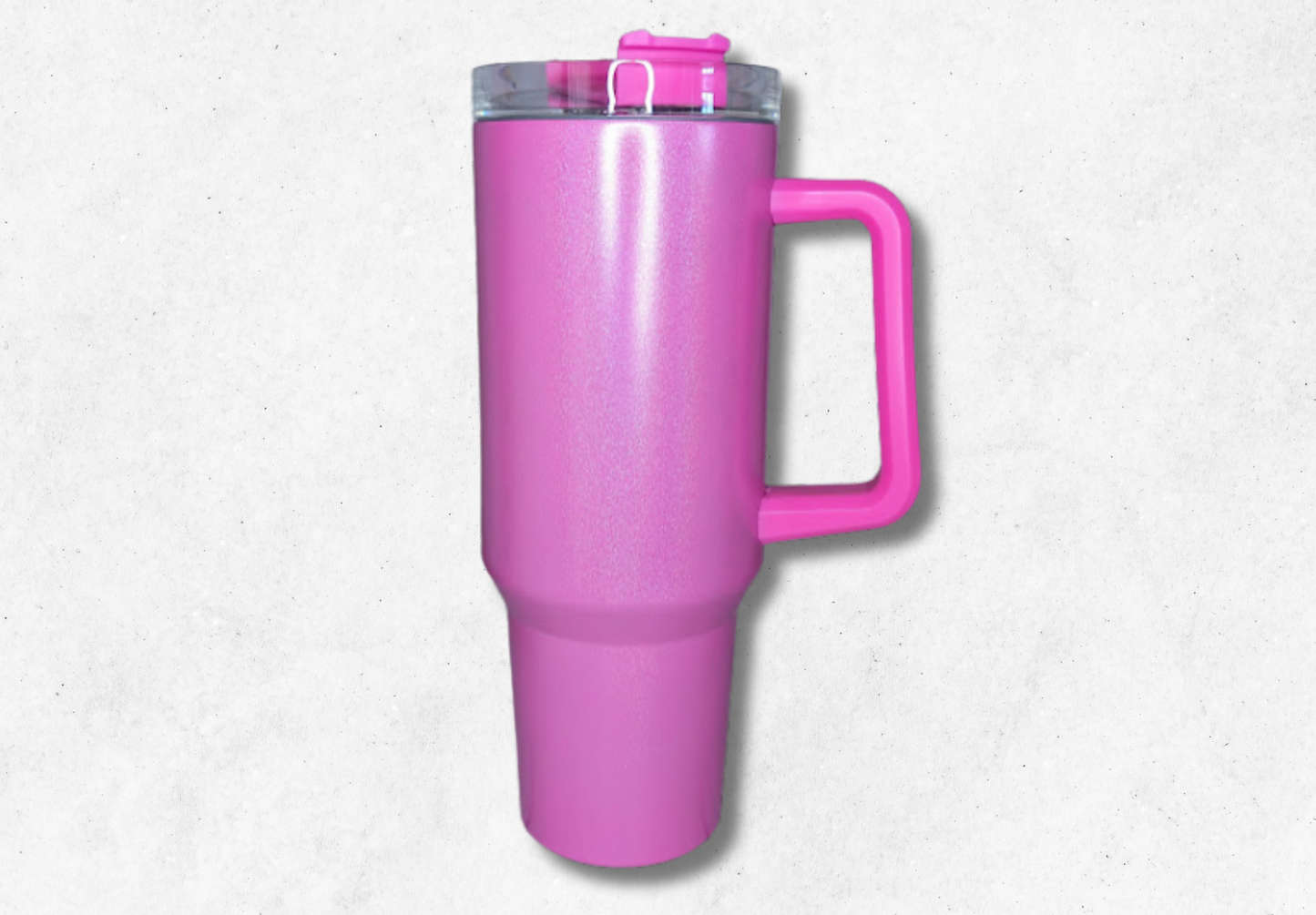 40oz Bright Pink Shimmer Tumbler With Handle