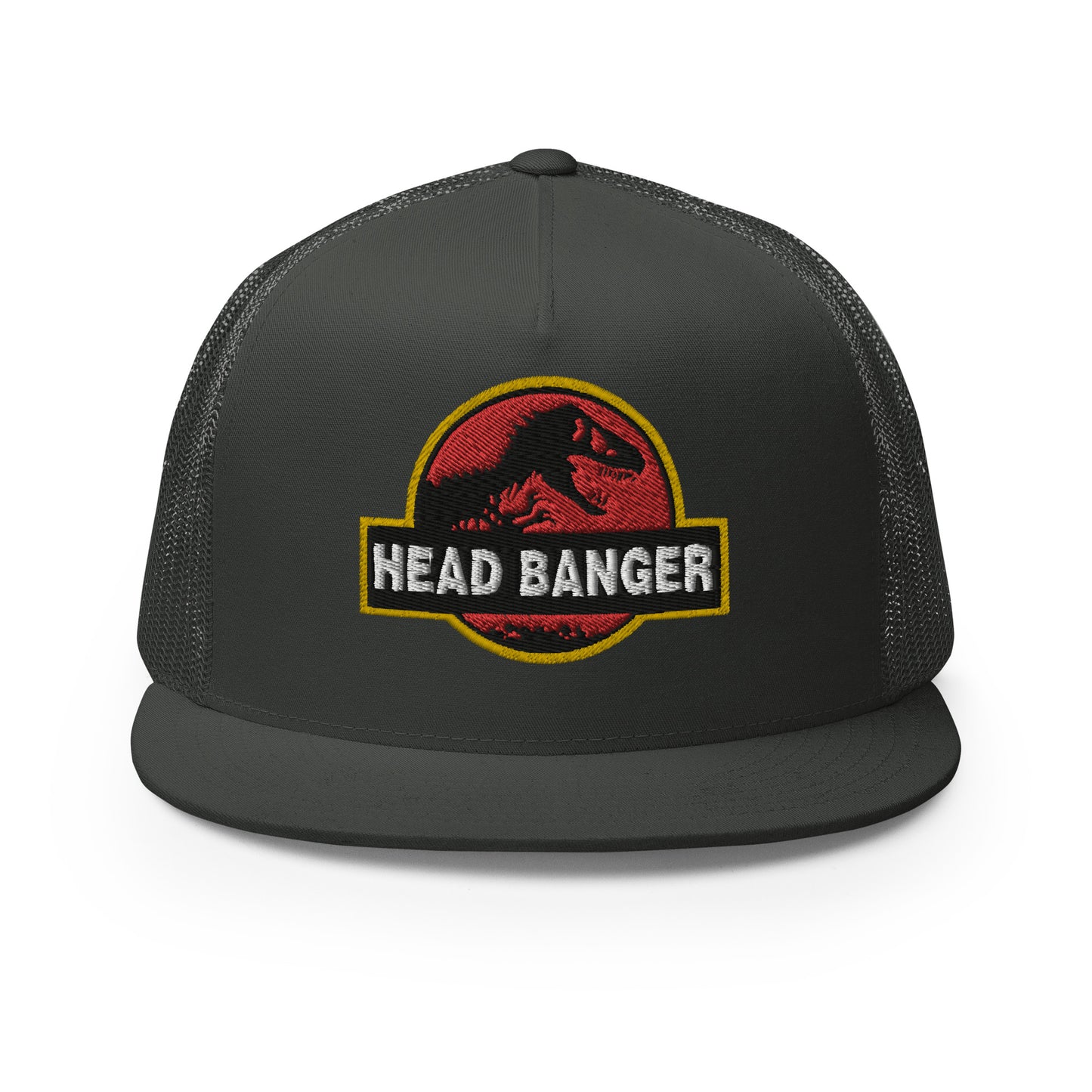 Jurassic Dino Head Banger Embroidered Trucker Hat