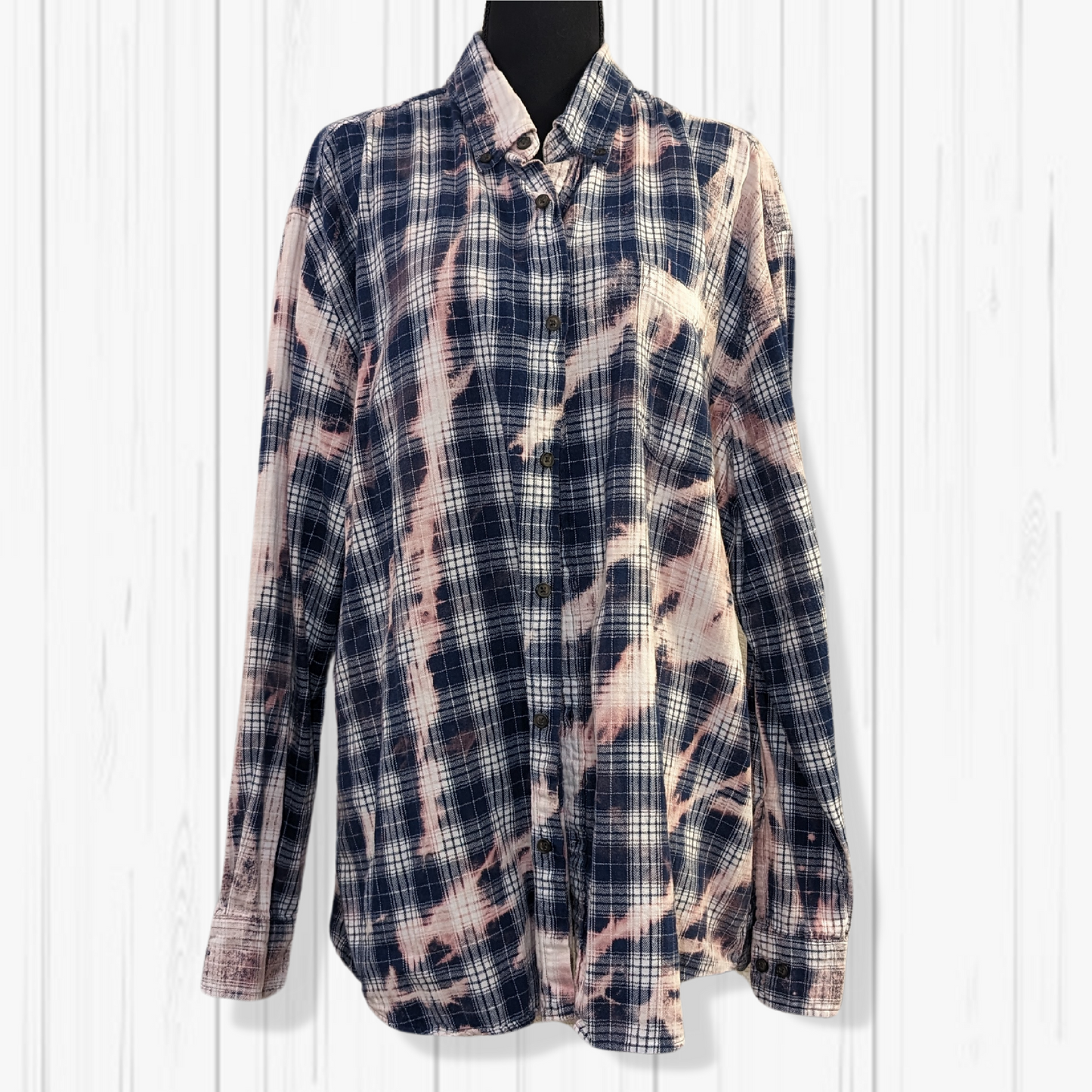 M/2XL EDM Inspired Upcycled Bleached Flannel