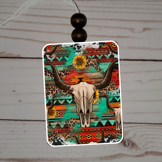 Sarape Cow Skull Country Car Freshie