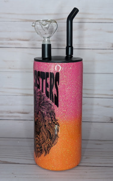 Stick Sisters Pink and Orange Glitter Cold Smoke Tumbler