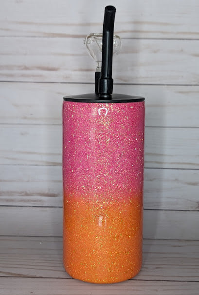 Stick Sisters Pink and Orange Glitter Cold Smoke Tumbler