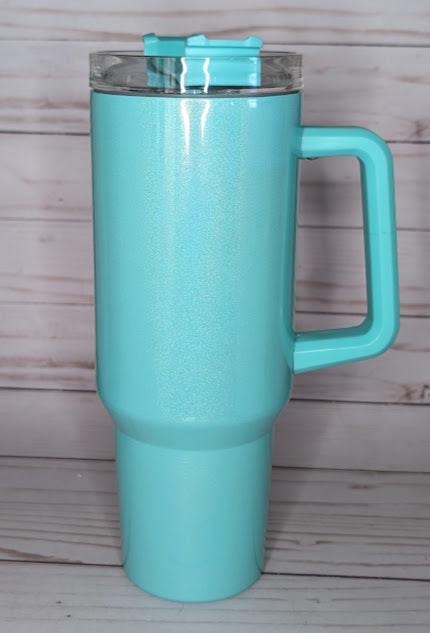 40oz Turquoise Shimmer Tumbler With Handle