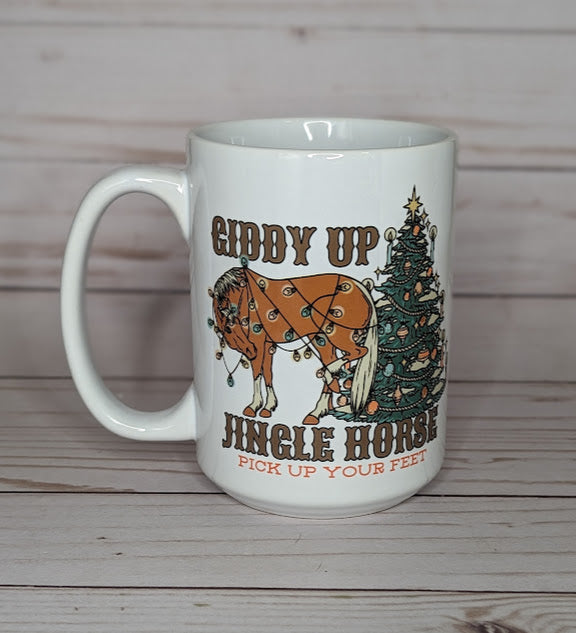 Christmas Giddy Up Jingle Horse 15oz Ceramic Coffee Cup