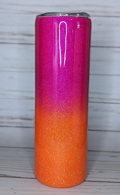 Sun, Sand, And A Drink In My Hand 30oz Pink and Orange Glitter Tumbler