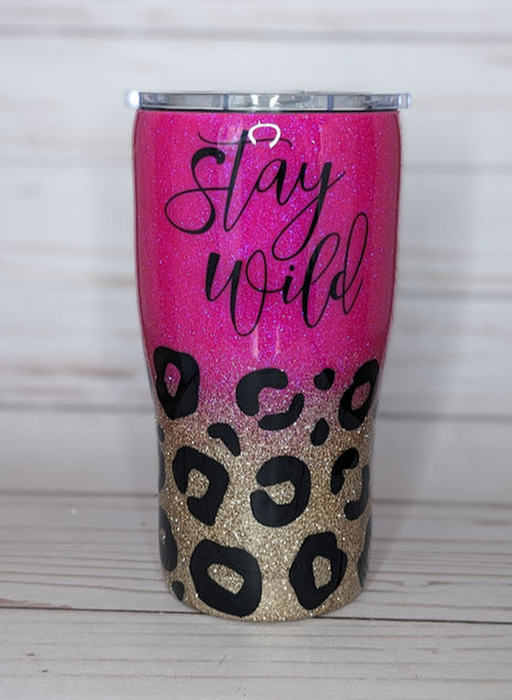 Stay Wild 20oz Pink and Gold Glitter Tumbler