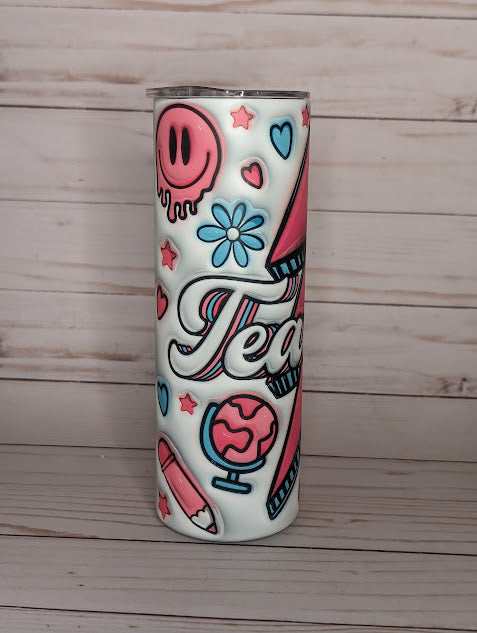Teacher Groovy Faux 3D Insulated Stainless Steel Tumbler