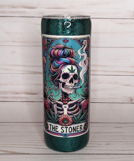 The Stoner Tarot Card Real Glitter Insulated Stainless Steel Tumbler