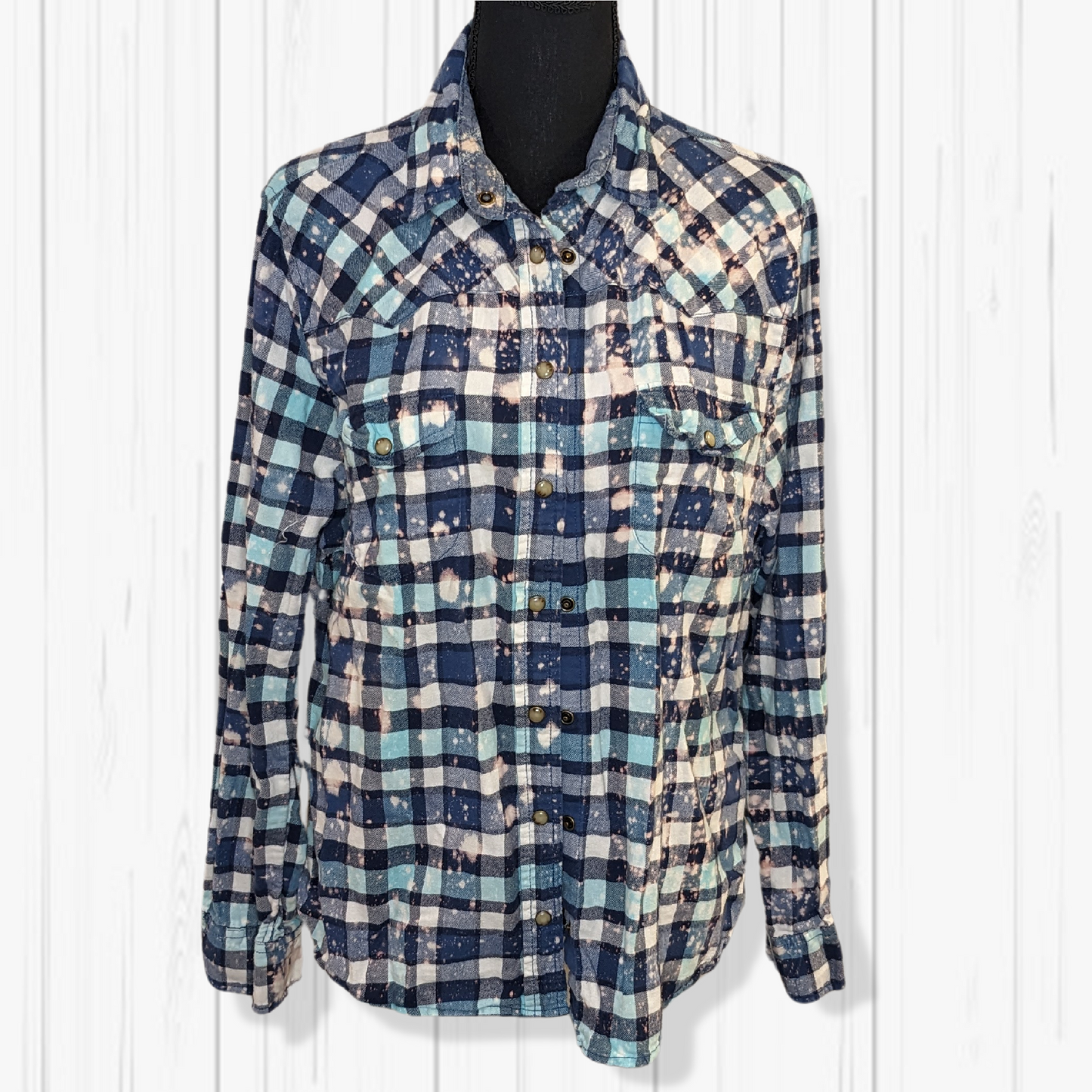 W/Lg - Vibes Alive Upcycled Bleached Flannel
