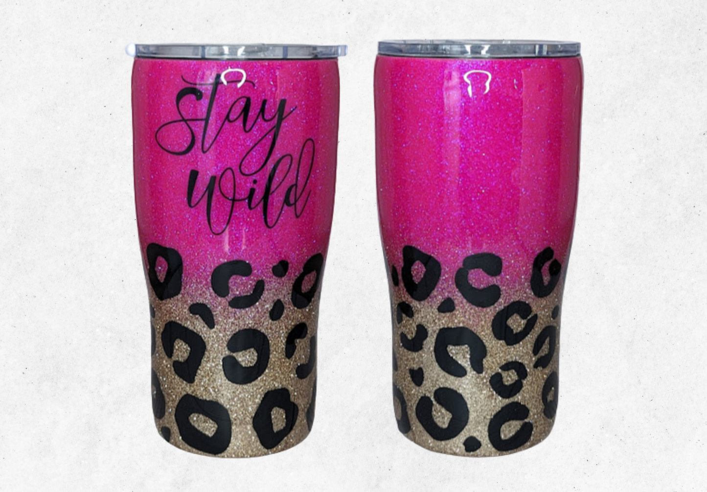 Stay Wild 20oz Pink and Gold Glitter Tumbler