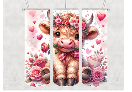 Valentine's Day Baby Highland Cow Tumbler