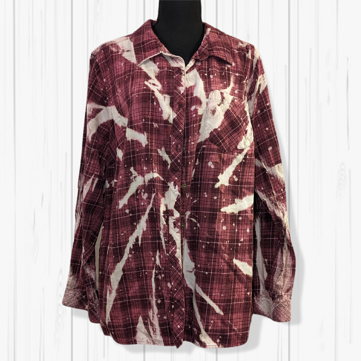 W/2XL EDM Inspired Upcycled Bleached Flannel