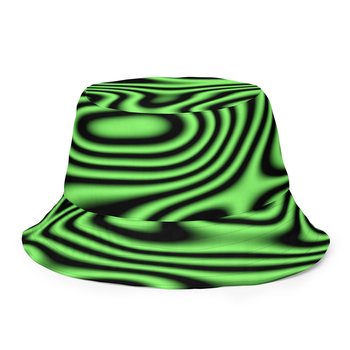 Green and Black Melting Smile Unisex Reversible Bucket Hat