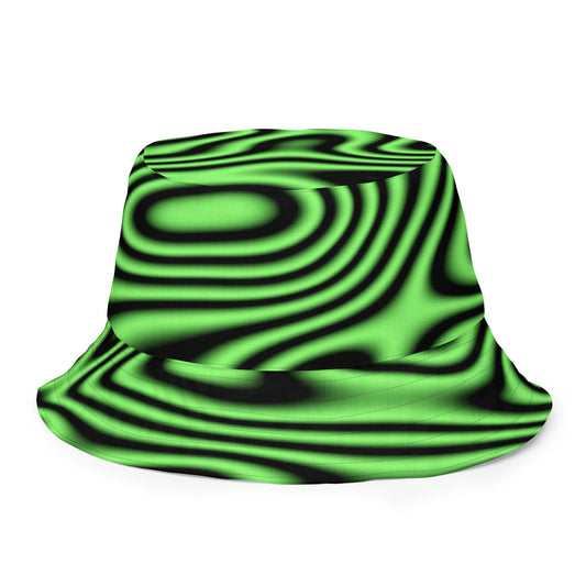 Green and Black Melting Smile Unisex Reversible Bucket Hat