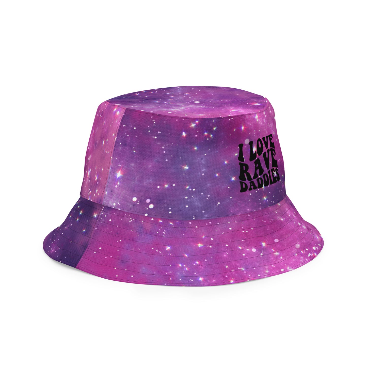 I Love Rave Daddies Galaxy Print Unisex Reversible bucket hat