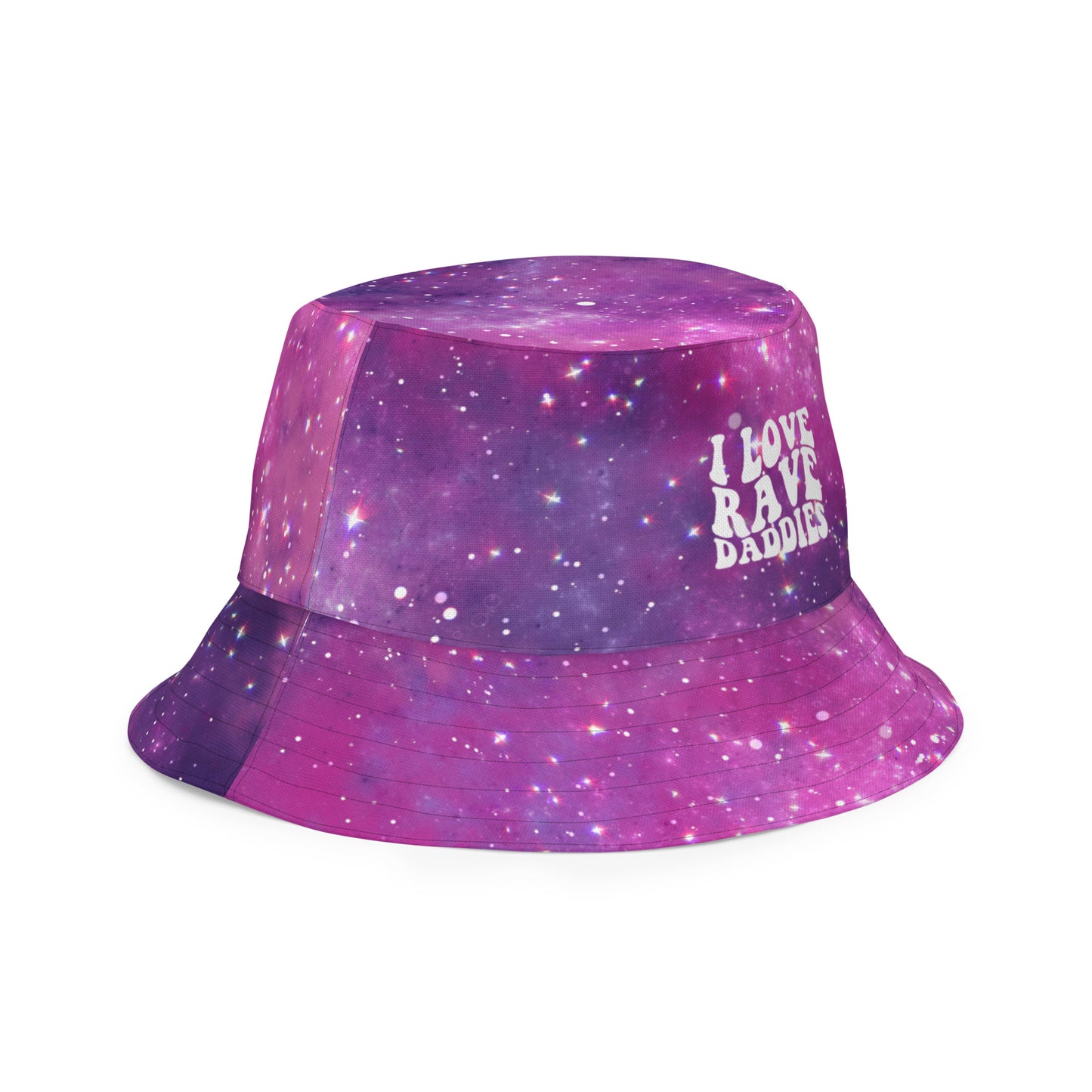 I Love Rave Daddies Galaxy Print Unisex Reversible bucket hat