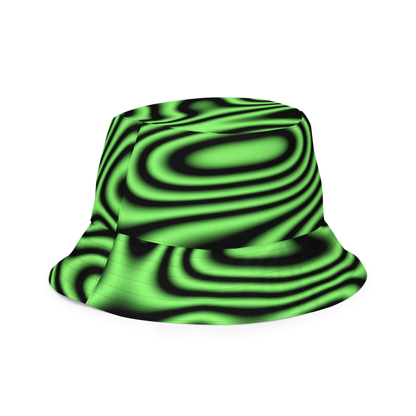 Green and Black Melting Smile Unisex Reversible Bucket Hat