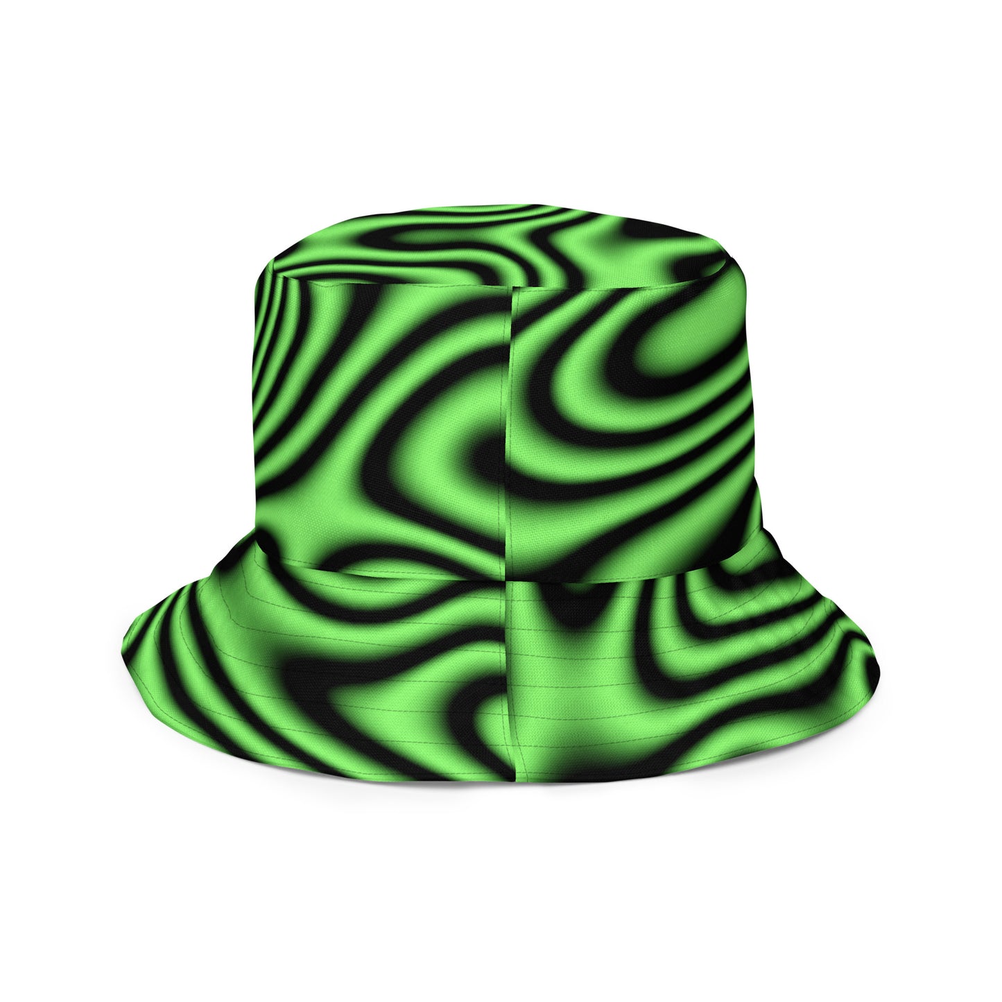 Green and Black Melting Smile Unisex Reversible Bucket Hat