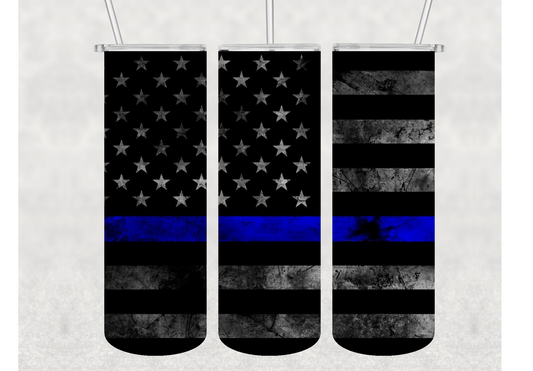 Back The Blue Distressed Flag Insulated Stainless Steel Tumbler