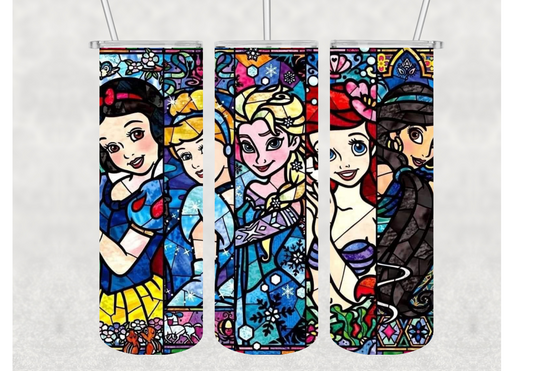 Princess Faux Stained Glass Insulated Stainless Steel Tumbler