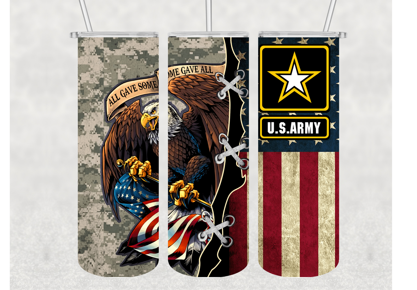 Army American Flag And Camo Insulated Stainless Steel Tumbler