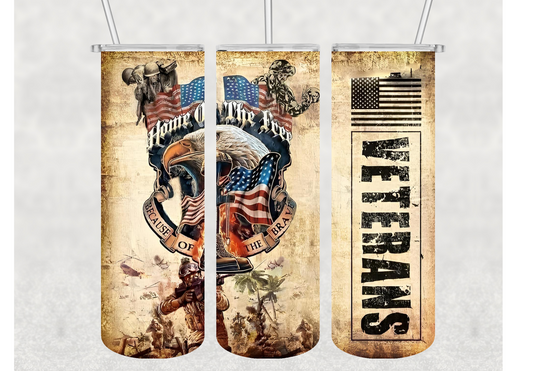 Land Of The Free Veterans Insulated Stainless Steel Tumbler