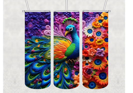 Peacock 3D Insulated Stainless Steel Tumbler