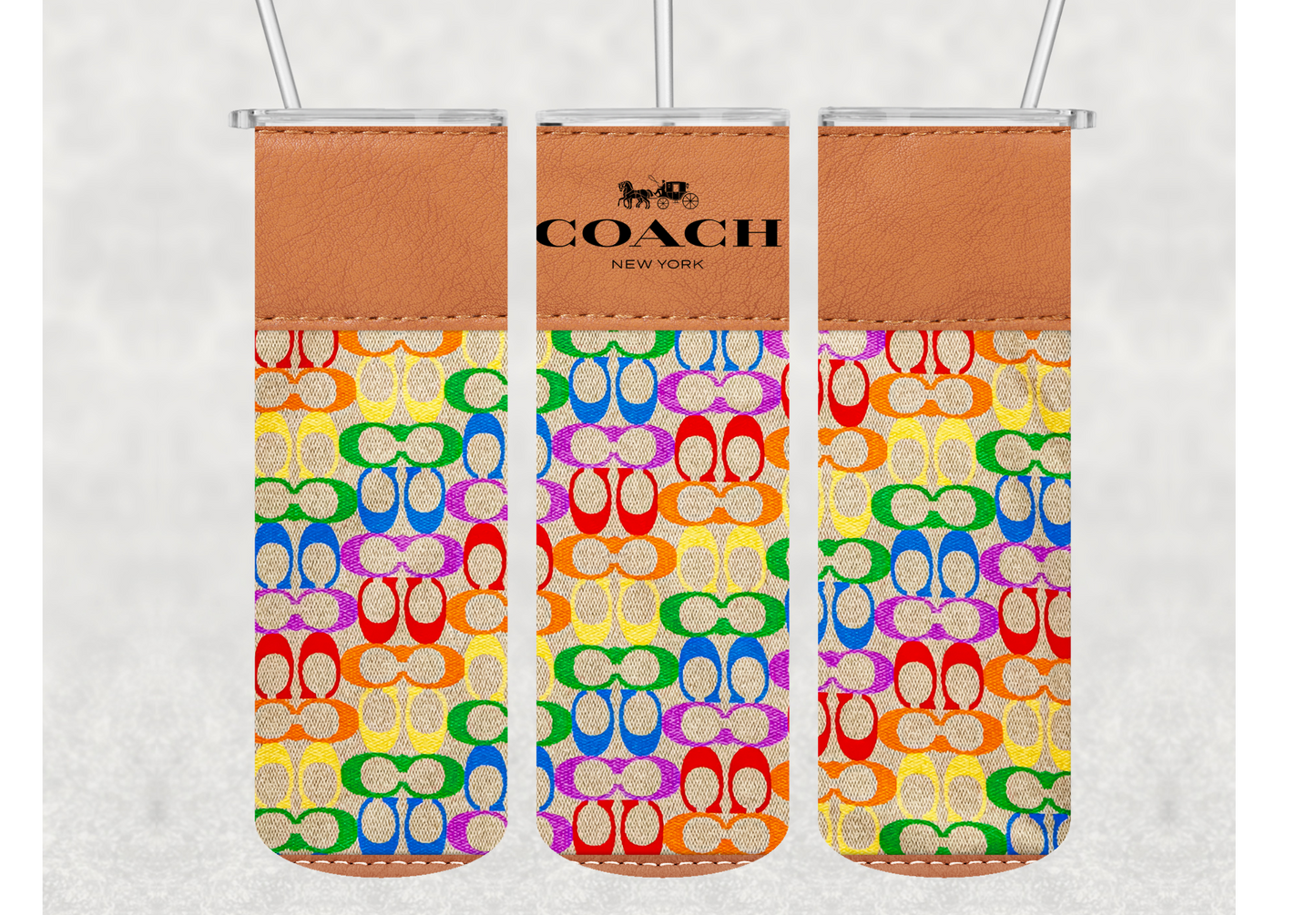 Designer Bag Inspired Faux Leather Insulated Stainless Steel Tumbler