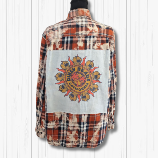 M/Lg- Dirty Heads Upcycled Bleached Flannel