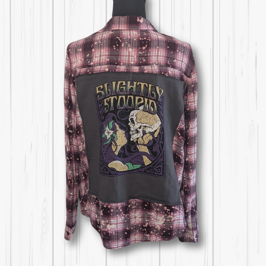 W/Lg- Slightly Stoopid Upcycled Bleached Flannel