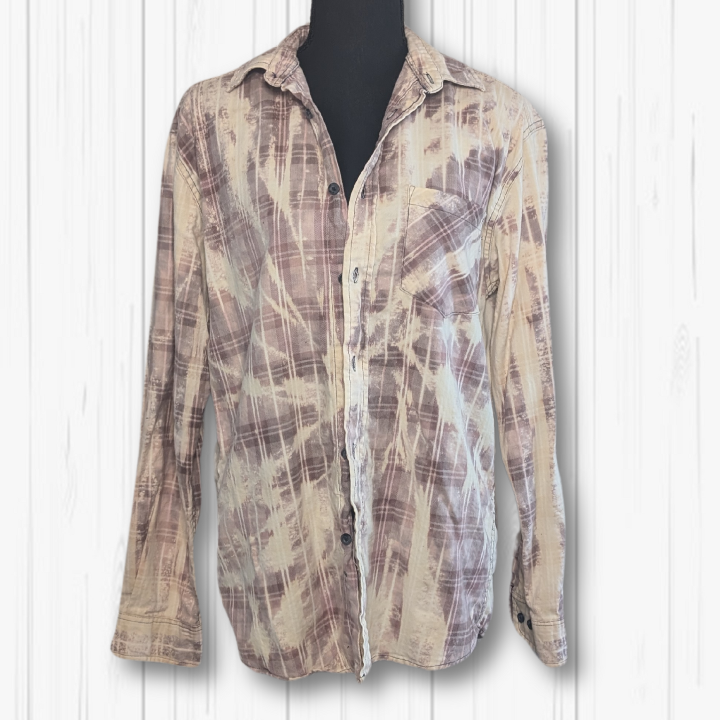 M/XL- Slightly Stoopid Upcycled Bleached Flannel