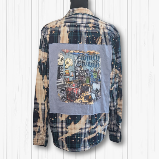 M/Lg- Slightly Stoopid Upcycled Bleached Flannel